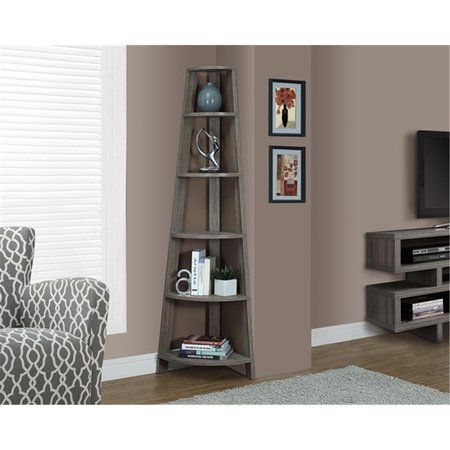 MONARCH SPECIALTIES Dark Taupe Reclaimed-Look 72 H Inch Corner Accent Etagere MO442647